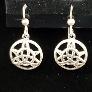 Hidden Pentacle Triquetra Sterling Silver Earrings